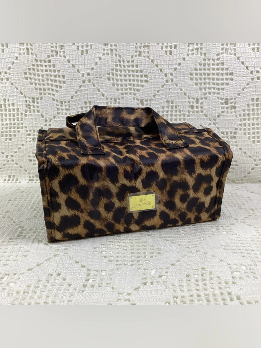 Joy Mangano “Better Beauty Case” Leopard Print Travel/Storage Bag Set